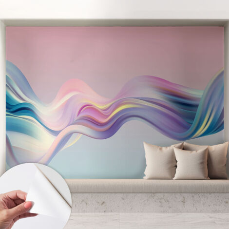 Papier peint autocollant décoratif à motifs pour salon chambre et bureau Tapete adhésif pour décoration Vagues colorées 208x146 cm (1/5)