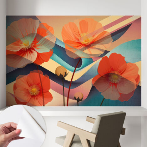 Papier peint autocollant adhésif installation rapide du papier peint durable et résistante Fleurs des sens 104x70 cm
