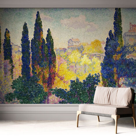 Papier peint autocollant décoratif à motifs pour salon chambre et bureau Tapete adhésif pour décoration Paysages impressionnistes 312x219 cm (1/5)