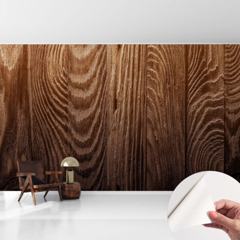 Papier peint autocollant décoratif à motifs pour salon chambre et bureau Tapete adhésif pour décoration Cernes de bois 416x254 cm (1/5)