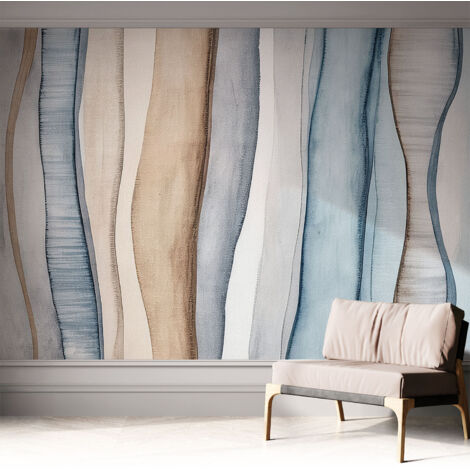 Papier peint adhésif avec colle pour décoration moderne de salon chambre à coucher cuisine et bureau Facile Rayures abstraites 312x219 cm (1/5)