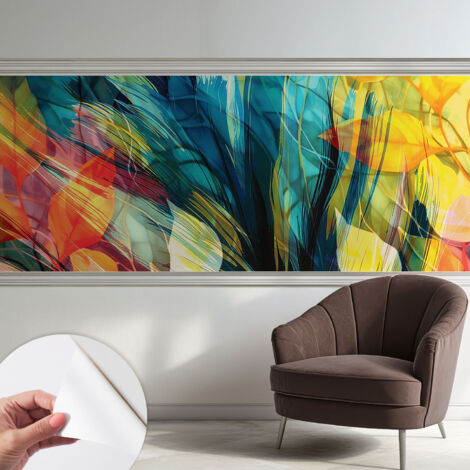 Papier peint autocollant avec imprimé pour intérieur moderne application facile a motif Feuilles abstraites 250x104 cm (1/5)