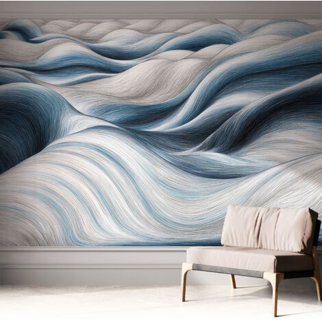 Papier peint autocollant décoratif à motifs pour salon chambre et bureau Tapete adhésif pour décoration Vagues douces 312x219 cm (1/5)