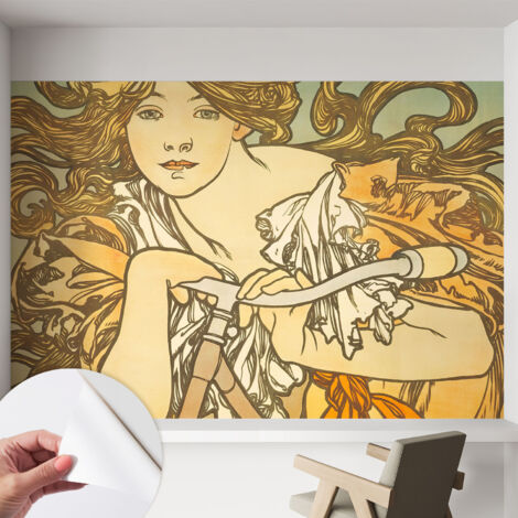 Papier peint adhésif autocollant pour salon chambre à coucher peint imprimé Installation facile Élégance printanière 152x104 cm