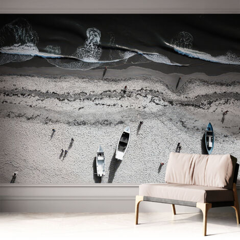 Papier peint autocollant décoratif à motifs pour salon chambre et bureau Tapete adhésif pour décoration Calme de la plage 312x219 cm (1/5)