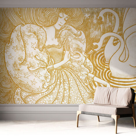 Papier peint autocollant décoratif à motifs pour salon chambre et bureau Tapete adhésif pour décoration Élégance féminine 312x219 cm (1/5)