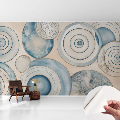 Papier peint autocollant décoratif à motifs pour salon chambre et bureau Tapete adhésif pour décoration Tourbillons en spirale 416x254 cm (1/5)