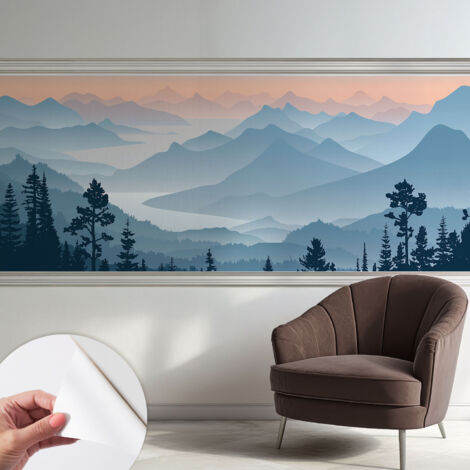 Papier peint autocollant décoratif à motifs pour salon chambre et bureau Tapete adhésif pour décoration Panorama montagneux 250x104 cm (1/5)