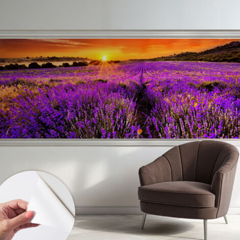 Papier peint adhésif autocollant pour salon chambre à coucher peint imprimé pour mur Coucher de soleil lavande 250x104 cm (1/5)