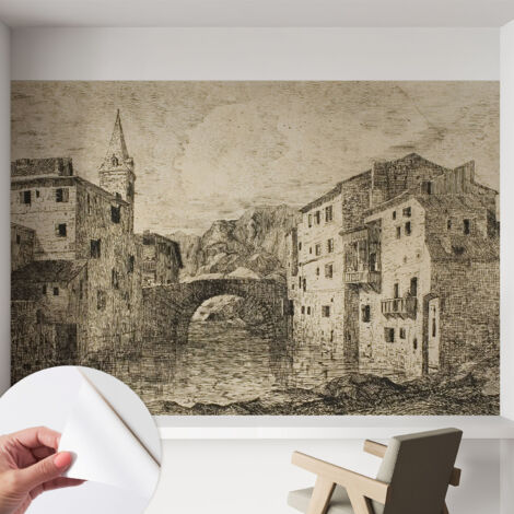 Papier peint autocollant adhésif avec imprimé motifs uniques apparence moderne Panorama urbain 152x104 cm (1/5)