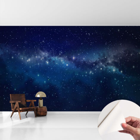 Papier peint adhésif décoratif pour chambre et salon Design moderne à poser facilement Nuit étoilée 416x254 cm (1/5)