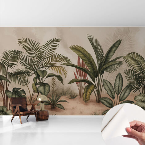 Papier peint autocollant décoratif à motifs pour salon chambre et bureau Tapete adhésif pour décoration Motif végétal 416x254 cm (1/5)