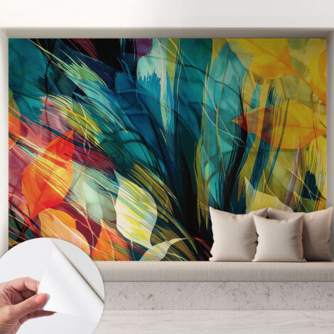 Papier peint autocollant avec imprimé pour intérieur moderne application facile a motif Feuilles abstraites 208x146 cm (1/5)