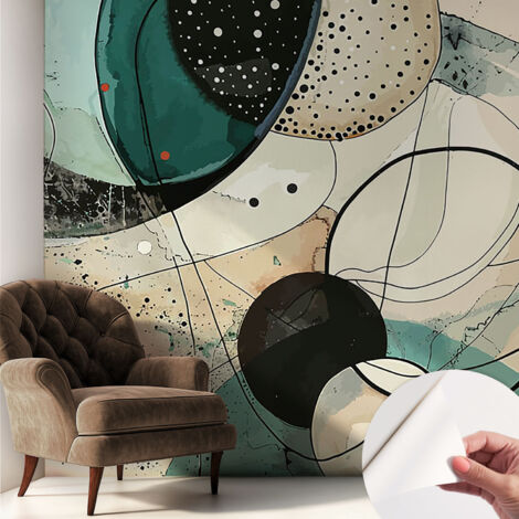 Papier peint adhésif décoratif pour chambre et salon Design moderne à poser facilement Cercles colorés 250x250 cm (1/5)