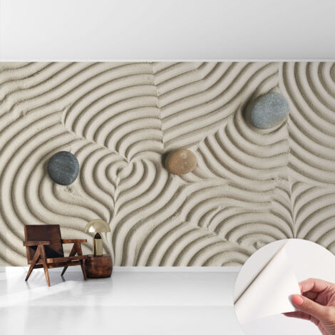 Papier peint autocollant décoratif à motifs pour salon chambre et bureau Tapete adhésif pour décoration Vagues harmonieuses 416x254 cm (1/5)