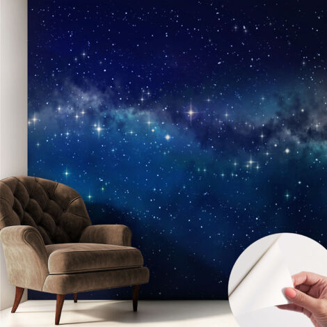 Papier peint adhésif décoratif pour chambre et salon Design moderne à poser facilement Nuit étoilée 250x250 cm (1/5)