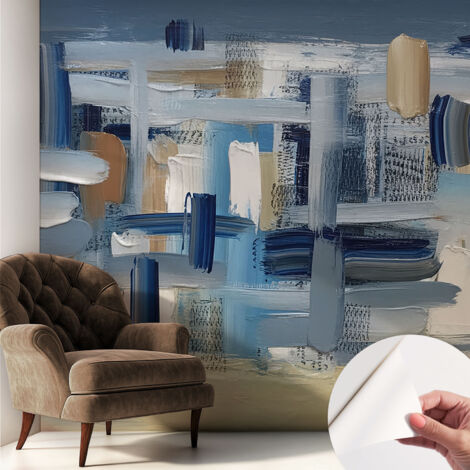 Papier peint adhésif décoratif pour salon chambre et cuisine Facile à poser avec colle Pinceaux abstraits 250x250 cm (1/5)