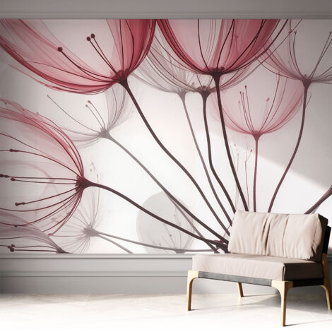 Papier peint autocollant décoratif à motifs pour salon chambre et bureau Tapete adhésif pour décoration Silhouettes florales 312x219 cm (1/5)