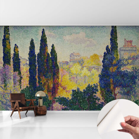 Papier peint autocollant décoratif à motifs pour salon chambre et bureau Tapete adhésif pour décoration Paysages impressionnistes 416x254 cm (1/5)