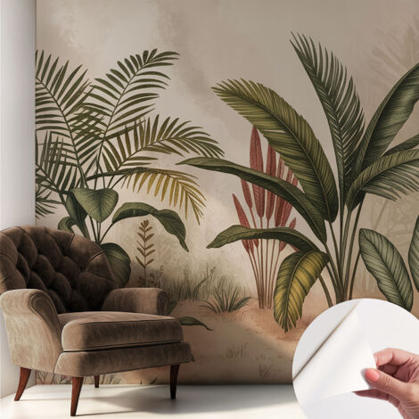 Papier peint autocollant décoratif à motifs pour salon chambre et bureau Tapete adhésif pour décoration Motif végétal 250x250 cm (1/5)