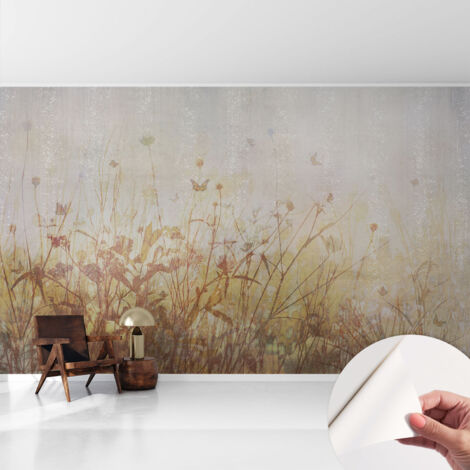 Papier peint autocollant décoratif à motifs pour salon chambre et bureau Tapete adhésif pour décoration Harmonie des prairies 416x254 cm (1/5)