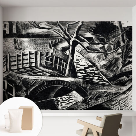 Papier peint intissé mural classique avec imprimé motifs décoratifs design élégant non‑tissé Paysage architectural 152x104 cm (1/5)