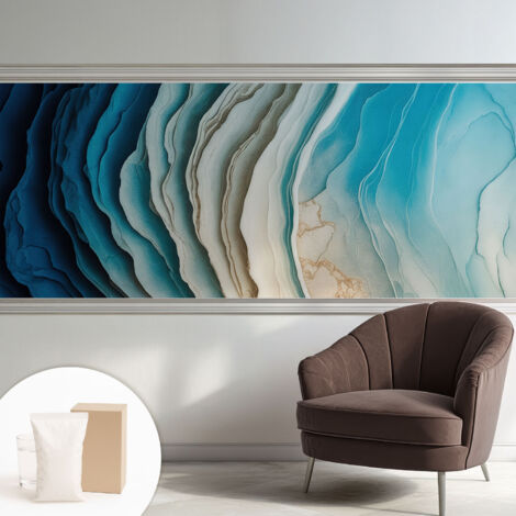 Papier peint intissé mural classique avec imprimé motifs décoratifs design élégant non‑tissé Vagues d'harmonie 250x104 cm (1/5)