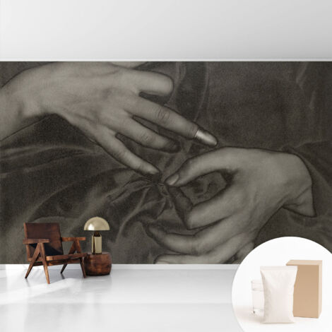 Papier peint intissé avec imprimé pour décoration intérieure pour rénovation a motif - Colle incluse gratuite Matière des mains 416x254 cm (1/5)