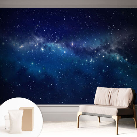 Papier peint intissé pour salon chambre à coucher peint imprimé pour mur - Colle incluse gratuite Nuit étoilée 312x219 cm (1/5)