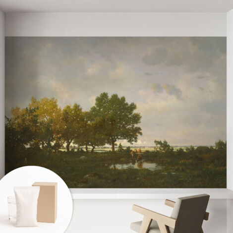 Papier peint intissé décoratif pour salon chambre et cuisine Facile à poser avec colle Paysage forestier 152x104 cm (1/5)