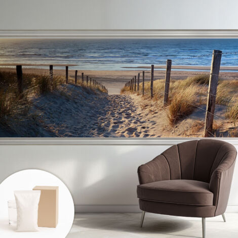 Papier peint intissé avec imprimé pour décoration intérieure pour rénovation a motif - Colle incluse gratuite Sentier de plage 250x104 cm (1/5)
