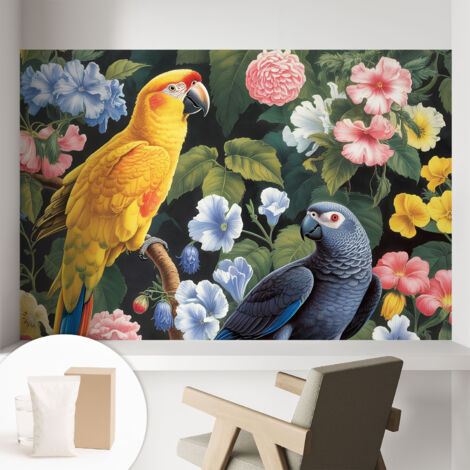 Papier peint intissé avec imprimé pour décoration intérieure pour rénovation a motif - Colle incluse gratuite Oiseaux exotiques 104x70 cm (1/5)
