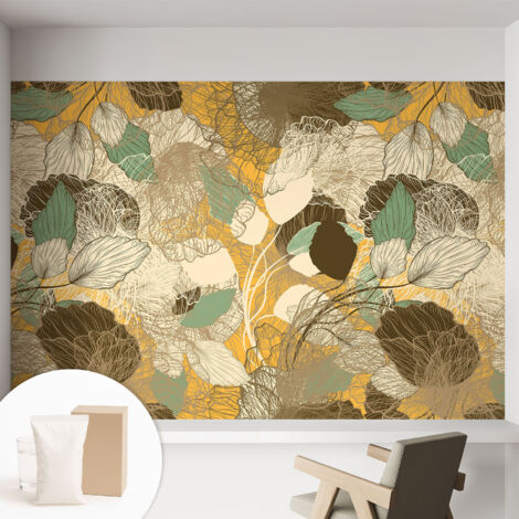 Papier peint intissé décoratif avec colle pour salon chambre et bureau Installation rapide Beauté végétale 152x104 cm (1/5)