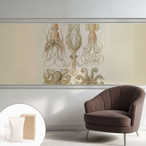 Papier peint intissé avec imprimé pour cuisine facile à appliquer pour mur pour salon a motif - Colle incluse gratuite Vie marine 250x104 cm (1/5)