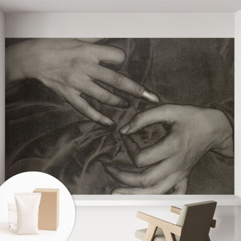Papier peint intissé avec imprimé pour décoration intérieure pour rénovation a motif - Colle incluse gratuite Matière des mains 152x104 cm (1/5)