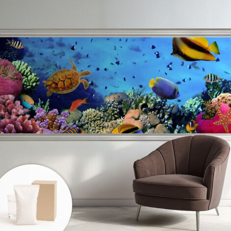 Papier peint intissé avec imprimé pour décoration intérieure pour rénovation a motif - Colle incluse gratuite Récif de corail 250x104 cm (1/5)