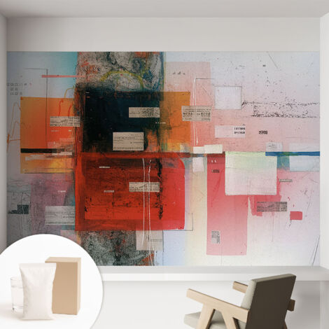 Papier peint intissé décoratif avec motifs pour salon et chambre a motif - Colle incluse gratuite Composition abstraite 152x104 cm (1/5)