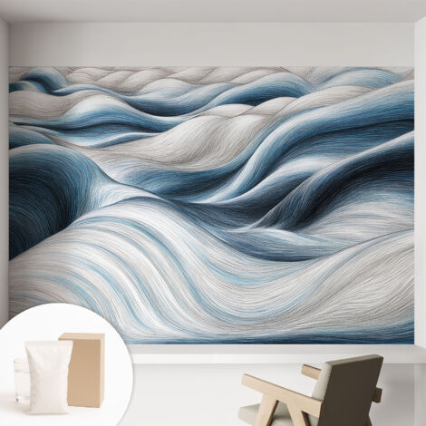 Papier peint intissé mural classique avec imprimé motifs décoratifs design élégant non‑tissé Vagues douces 152x104 cm (1/5)