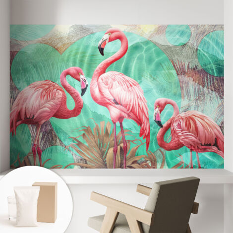 Papier peint intissé mural classique avec imprimé motifs décoratifs design élégant non‑tissé Oiseaux exotiques 104x70 cm (1/5)