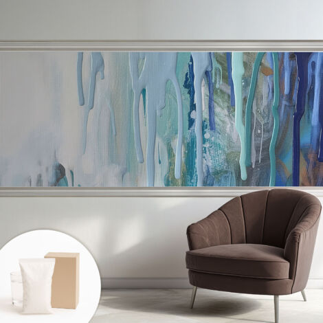 Papier peint intissé mural classique avec imprimé motifs décoratifs design élégant non‑tissé Cascades bleues 250x104 cm (1/5)