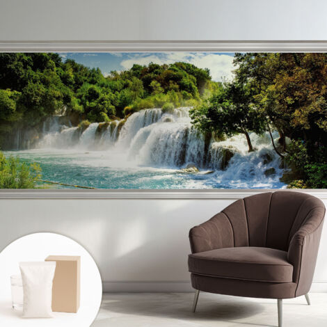 Papier peint intissé mural classique avec imprimé motifs décoratifs design élégant non‑tissé Magnifique cascade 250x104 cm (1/5)