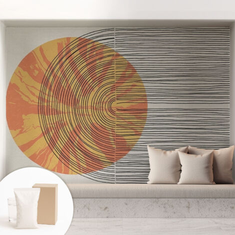 Papier peint intissé mural pour salon chambre à coucher tendance et originale - Colle incluse gratuite Cercle avec des lignes 208x146 cm (1/5)