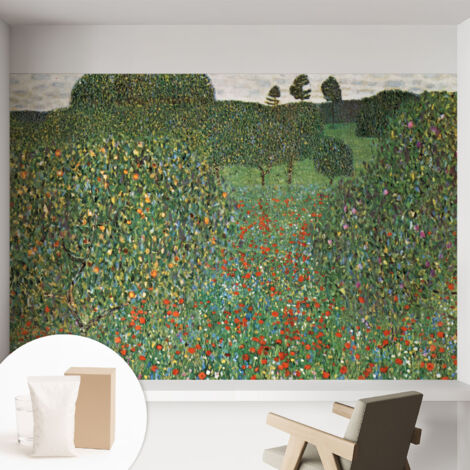 Papier peint intissé mural avec colle pour salon et chambre Décoration murale rapide - Colle incluse gratuite Prairie fleurie 152x104 cm (1/5)