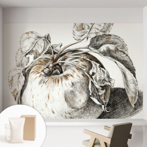 Papier peint intissé à motifs décoratifs pour salon chambre et bureau Décoration murale élégante avec colle Pomme et feuilles 152x104 cm (1/5)
