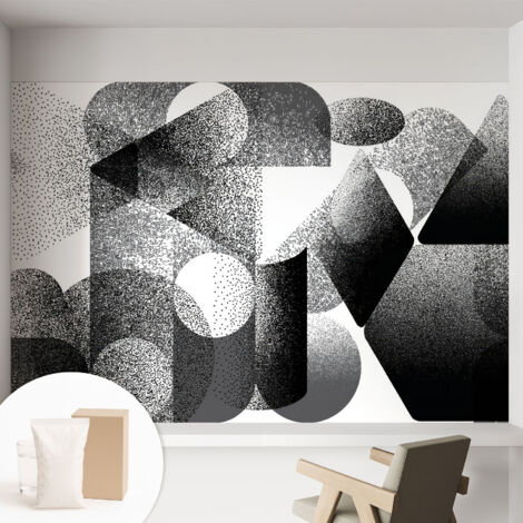 Papier peint intissé pour salon chambre à coucher peint imprimé pour mur - Colle incluse gratuite Formes géométriques 152x104 cm (1/5)
