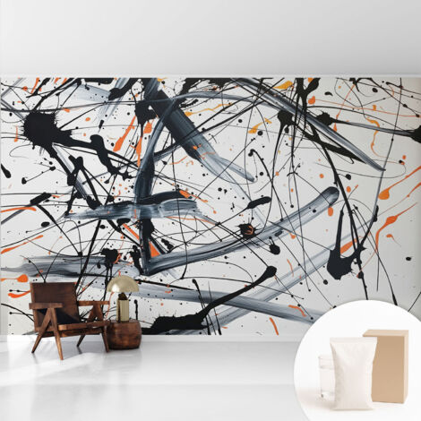Papier peint intissé avec imprimé pour décoration intérieure pour rénovation a motif - Colle incluse gratuite Chaos énergique 416x254 cm (1/5)