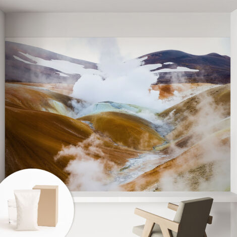 Papier peint intissé pour salon chambre à coucher peint imprimé Installation facile - Colle incluse gratuite Collines volcaniques 152x104 cm (1/5)