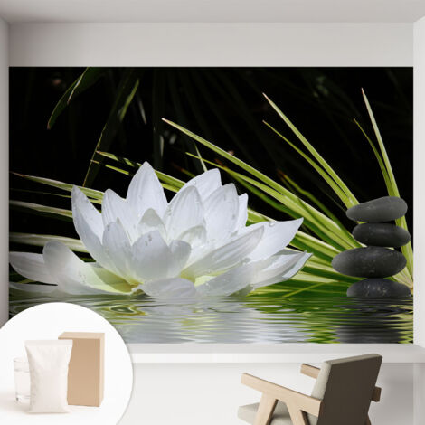 Papier peint intissé avec imprimé installation simple qualité excellente sans désordre - Colle incluse gratuite Lys et méditation 152x104 cm (1/5)