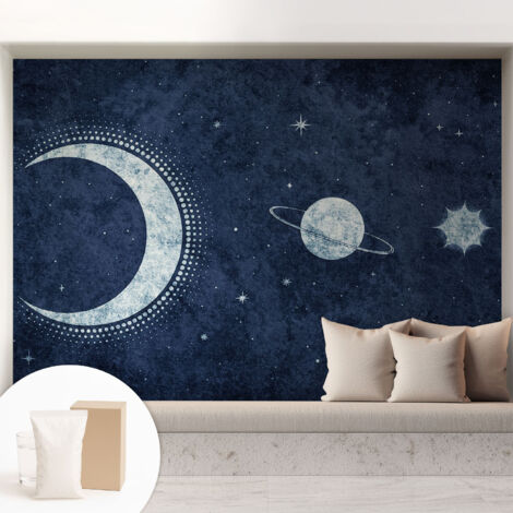 Papier peint intissé décoratif pour chambre et salon Design moderne à poser facilement - Colle incluse gratuite Motif étoilé 208x146 cm (1/5)