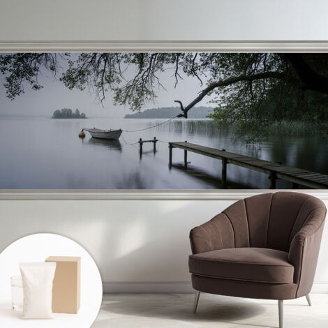 Papier peint intissé décoratif pour salon chambre et cuisine Facile à poser avec colle Lac paisible 250x104 cm